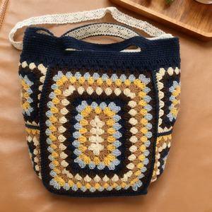 Bolso Tote Cuadrado de Algodón Tejido a Mano, Estilo Bohemio, Personalizado, con Dos Asas, para la Vida Diaria y Viajes - ACki - Product Image 5
