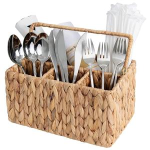 Handmade water hyacinth cutlery holder <b>with</b> <b>handle</b> Handmade Storage <b>Basket</b> Wholesale eco-friendly Made in Vietnam - Product Image 1