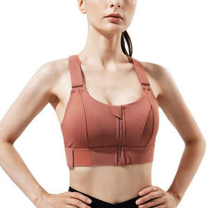 เสื้อชั้นในกีฬาแบบไร้ตะเข็บ ซับในเสริมฟองน้ำ ป้องกันแบคทีเรีย ผลิตจากผ้าสแปนเด็กซ์/ไนลอน สำหรับผู้หญิง ออกกำลังกาย ฟิตเนส โยคะ คอวีลึกด้านหน้า - Product Image 2
