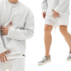 Costume de jogging avec logo personnalisé pull de sport Streetwear pull sweat-shirt deux pièces short et ensemble de survêtement pour hommes survêtement - Product Image 4