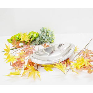 Plat de service ovale de qualité supérieure en nickel plaqué brillant avec bordure en perles, style moderne, plateau de haute qualité avec bordure en texture de perles - Product Image 1