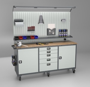 Industrial Workshop Furniture <b>Tool</b> Cabinet with <b>Pegboard</b> System Modular Design <b>Tool</b> Cabinet Workbench <b>for</b> Automotive Workshop - Product Image 1