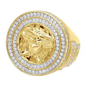 S925 plata esterlina Hip Hop joyería Medusa corte redondo Moissanite diamante fiesta desgaste anillo para hombres - Product Image 3