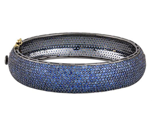 Solide 925 Sterling Silver Naturel Saphir Gemme Fait À La Main De Mariage Victorien Bracelet Bijoux Pave Diamant Bijoux - Product Image 1