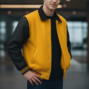 Blouson universitaire pour homme avec broderie de logo personnalisé, long à capuche, 100% laine, hiver, style baseball universitaire, design ample vierge 2026 - Product Image 3