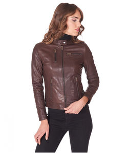 Women's High Quality Genuine Leather <b>Jacket</b> Satin Lining Long Sleeve Zipper Slim Fit Breathable Waterproof Eco-Friendly - Product Image 1
