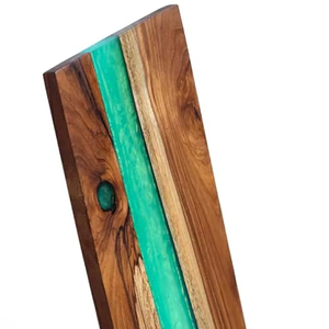 Planche à découper de luxe en bois d'acacia et résine transparente Planche à découper en résine époxy et bois d'olivier inspirée de l'océan à bas prix - Product Image 1