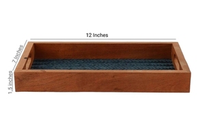 Juego de 2 bandejas a base de bambú verde de madera de acacia con asas bandeja decorativa para servir plato para mesa de desayuno decorativa - Product Image 6