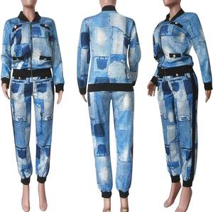 Nouveaux costumes de travail 2 pièces pour femmes, boutons imprimés pieds de poule, devant ouvert, manches longues, manteau, pantalon Long, vêtements décontractés - Product Image 3