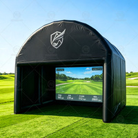 Tente de simulation de golf gonflable portable avec écran de projection pour l'entraînement et le divertissement au golf en intérieur et en extérieur