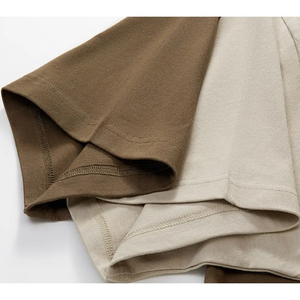 Camiseta de verano con medio cuello para hombre, camisa básica de manga corta, Top holgado de Color sólido sencillo, ropa de talla grande, tela de punto con logotipo frontal - Product Image 3