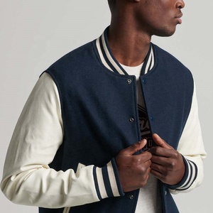Men's <b>Winter</b> Letterman Style Chenille Embroidery Collarless Bomber Jacket Custom Logo Varsity Baseball Streetwear Quick Delivery - Product Image 3