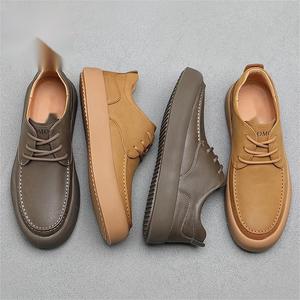 Zapatos nuevos para hombre, zapatos de trabajo con suela gruesa, zapatos de cuero casuales de negocios con suela plana, zapatillas para hombre - Product Image 3