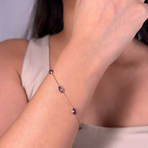 Genuine Iolite Gemstone Bezel Setting Cute Party 925 <b>Solid</b> Sterling <b>Silver</b> Gold Plated Chain <b>Bracelet</b> Handmade Jewelry - Product Image 4
