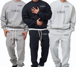 Ensemble survêtement unisexe personnalisé, pantalon de survêtement et sweat-shirt, survêtement d'hiver uni pour homme, coupe-vent, survêtement ample d'hiver pour homme - Product Image 1