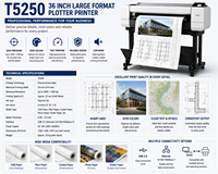 Plotter de Formato Grande Reacondicionado T5250 de 36 Pulgadas para Impresión de Planos de Ingeniería CAD e Información Geográfica (GIS)