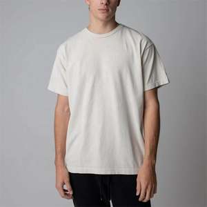 T-shirt décontracté surdimensionné à épaules tombantes T-shirt pour hommes OEM conception personnalisée Logo lourd blanc 100% coton - Product Image 5