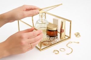 Modern Luxury Glass Jewelry Box Gold Frame Elegant Organizational Solution Sophisticated <b>Aesthetic</b> Square for Contemporary - Product Image 6