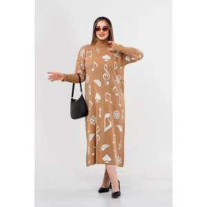 ชุดเดรสไหมพรมคอเต่าคุณภาพสูงสำหรับผู้หญิง ชุดเดรสไหมพรมสวมใส่สบาย - Product Image 3