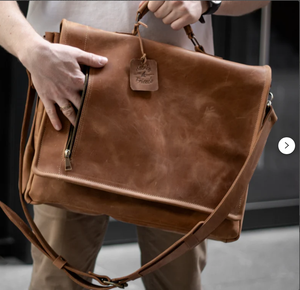 Trendy Mens Handmade <b>Leather</b> <b>Briefcase</b> 15 Inch Laptop, Gifts for Men, Mens Satchel, Messenger Bag Men - Product Image 3