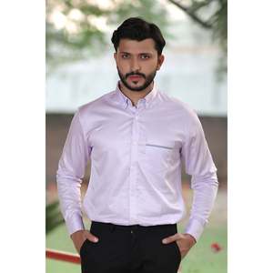 Chemise décontractée rayée KAYSON pour homme avec logo personnalisé, manches longues, 100 % coton popeline Oxford, teinte unie, taille XL - Fourniture ODM - Product Image 4