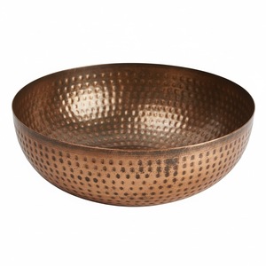 Tabletop Decorative Metal Serving Bowl <b>Copper</b> Hammered Finishes for Dining <b>Table</b> Fruits and Snacks Serving Bowls - Product Image 1