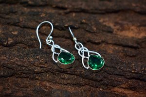 Top qualité 925 argent Sterling plaqué Style bohème boucles d'oreilles à la mode émeraude pierre précieuse lunette naturelle anniversaire approvisionnement - Product Image 3