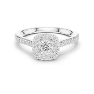 0.82 CT Round Halo Lab Diamond <b>Ring</b> for Women VVS-VS EF Clarity 18KT, 14KT, 10KT Gold & 925 Silver Rose, Yellow, White - Product Image 1