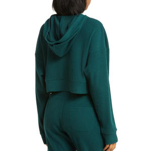 Sudadera con capucha recortada de gimnasio personalizada de alta calidad para mujer, Top corto de gran tamaño, estilo jersey con capucha, diseño OEM de invierno, venta al por mayor con servicio - Product Image 2