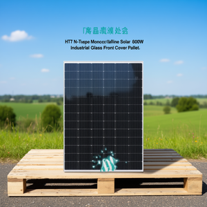 Panneau solaire monocristallin HJT de type N 600W avec couvercle avant en verre industriel sur palette - Product Image 3