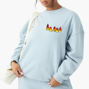 Por encargo 100% algodón 400 GSM Heavyweight Crewneck Hoodies & Sweatshirt Custom Print Logo Pullover Hip Hop sudadera de mujer - Product Image 4