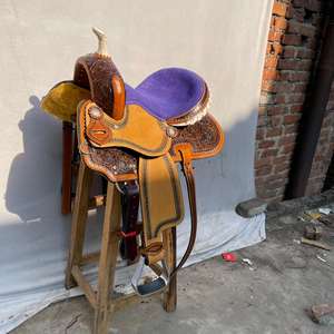 Ensemble de selle western en cuir avec décorations d'art sur bois de qualité supérieure, thème course de barils |   Accessoires d'équitation en acier inoxydable façonnés à la main - Product Image 5