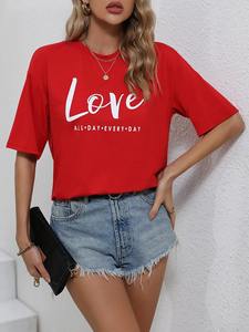 Camiseta de verano para mujer Mezcla de algodón y poliéster Manga corta Casual Top Camisetas con estilo - Product Image 4