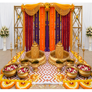 Scène de cérémonie Haldi d'Asie du Sud avec décorations traditionnelles et Urli en lotus pour cérémonie de mariage - Product Image 1
