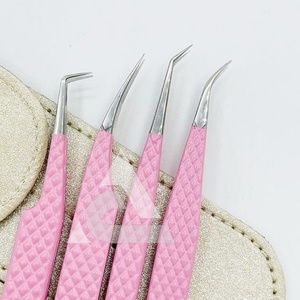 Pince à épiler professionnelle en acier inoxydable rose pour extension de cils, pointe pointue de haute qualité, écologique et durable, vente en gros - Product Image 1