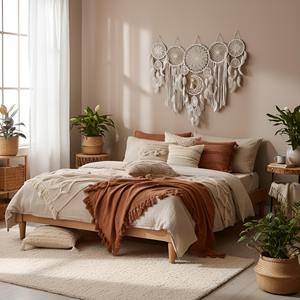 Grande suspension murale en macramé rose et blanche pour une belle décoration intérieure et une décoration de pièce, fabriquée à la main en Inde - Product Image 2