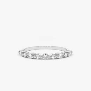 แหวนเพชรทรงมาร์คีส์และทรงกลมแบบแชร์ 0.25 กะรัต สี G ความสะอาด SI1 ทองคำแท้ 14K สำหรับผู้หญิง เกรดพรีเมียม - Product Image 1