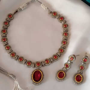 Latest Stainless Steel <b>Bridal</b> Rhinestone <b>Jewelry</b> <b>Set</b> with Necklace and Earrings Silver Plated Import Quality for Wholesale - Product Image 2