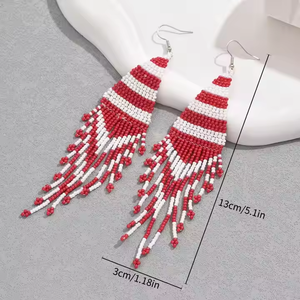 Nouveau Style européen américain femmes perlées boucles d'oreilles colorées Niche perle de rocaille Design polyvalent diamant goutte bijoux - Product Image 3