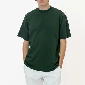 T-shirt col rond 100% coton de haute qualité pour homme, tissu en jersey de coton épais avec logo personnalisé, 240 grammes, épaules tombantes surdimensionnées, solides - Product Image 1