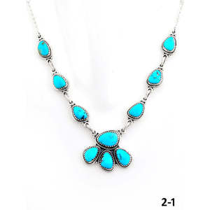 Collier en turquoise de Kingman du sud-ouest et argent sterling en forme de fleur pour les occasions de cadeaux - Product Image 2