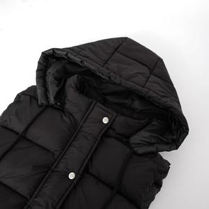 <strong>Ladies</strong> Long Quilted Vest Sleeveless Hooded Puffer Jacket Winter Outerwear with Zipper Front Closure - Product Image 4