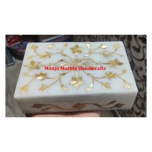 Magnifique boîte d'incrustation de marbre en pierre blanche pure de haute qualité avec incrustation de vadrouille pièce moderne élégante incurvée à la main pour cadeau d'artisanat en pierre - Product Image 3