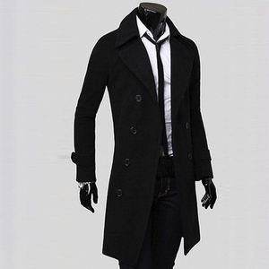 Abrigo de lana de doble botonadura para hombre, corte ajustado, chaqueta larga, abrigo informal de negocios, elegante abrigo de invierno con solapa de muesca - Product Image 6