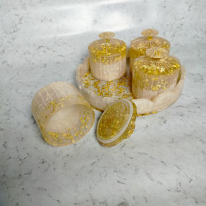 Diseño moderno para juego de tarros de frutas secas Ramadan Eid Gift Bandeja de perlas de resina acrílica con tarro de acrílico Juego de 4 piezas de Kiswah Craft - Product Image 4