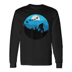 T-shirt a maniche lunghe con stampa retrò di paesaggio, Babbo Natale e renne Bigfoot - Prodotto promozionale - Product Image 1