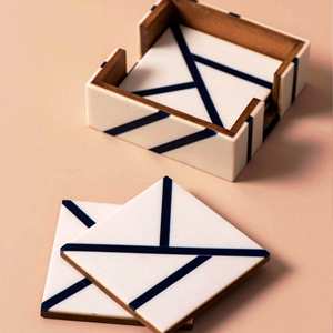 Juego de posavasos personalizado de resina de mármol de madera de gran venta 581 con color natural y personalizado hecho en La India - Product Image 2