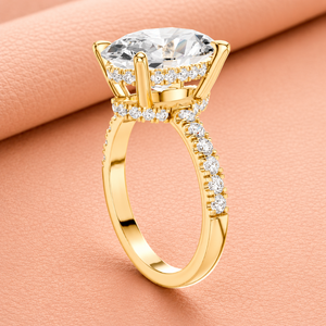 Bague de luxe en or jaune 14 carats avec diamant ovale de laboratoire, clarté VVS1-VVS2, certifiée GDTC, plaquée rhodium, pour femme, mariage - Product Image 2