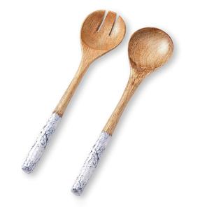 Vajilla para el hogar, juego de cuchara y tenedor con asas amarillas, cubiertos de madera para mezclar y cocinar, servidor de ensalada o cucharas para servir, Mesa - Product Image 3