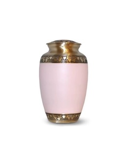 Urne funéraire en aluminium gaufré rose argenté avec design Art déco pour cendres humaines 27x15 pouces - Product Image 1